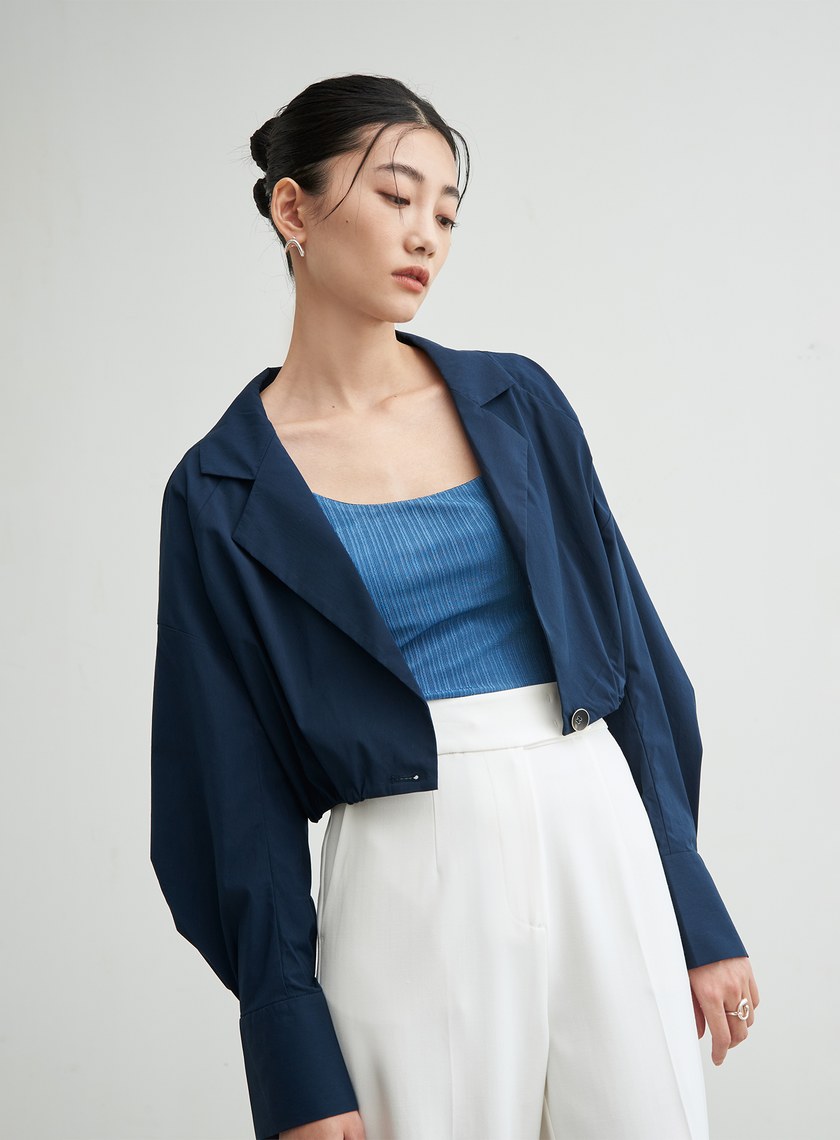 長版不對稱領坑條BRA TOP