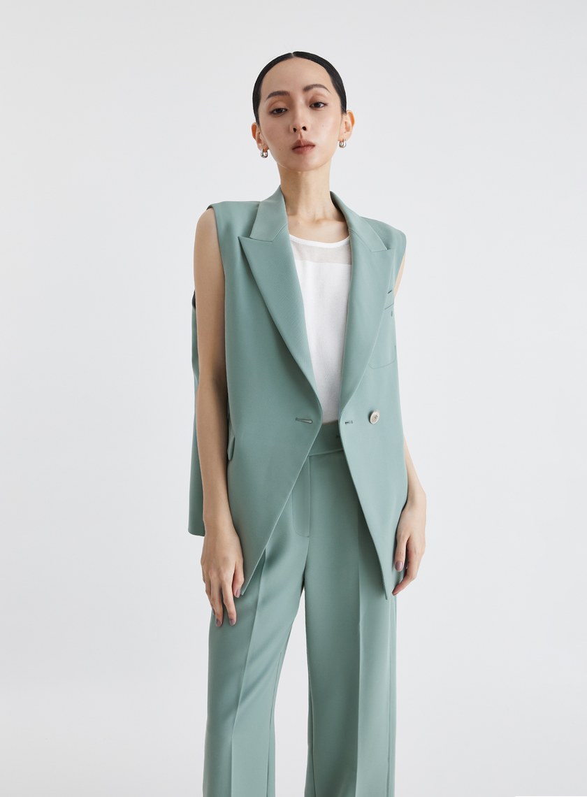 簡約百搭透膚拼接無袖背心