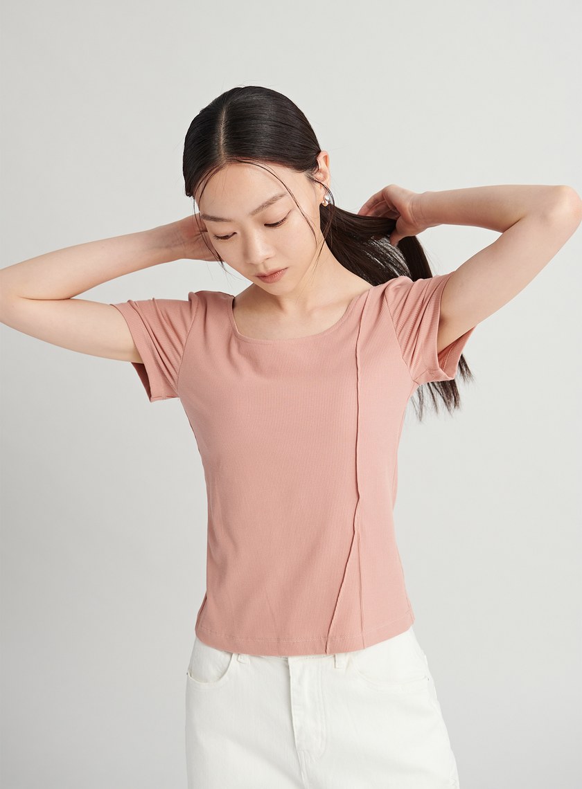 親膚美背斜線坑條 BRA 上衣