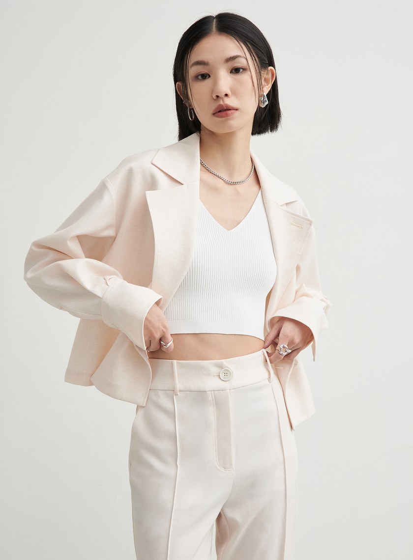 花紗肌理風衣式休閒外套