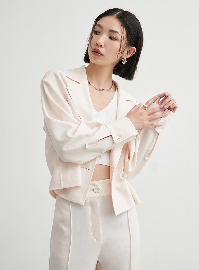 花紗肌理風衣式休閒外套