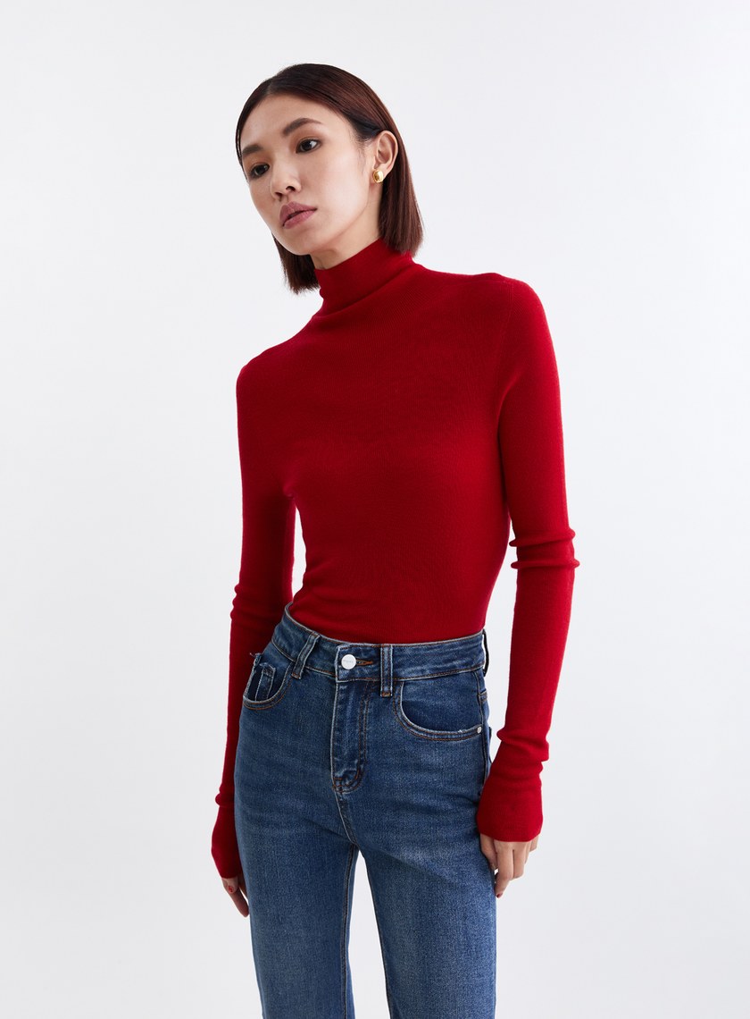 高質感親膚無縫高領針織上衣