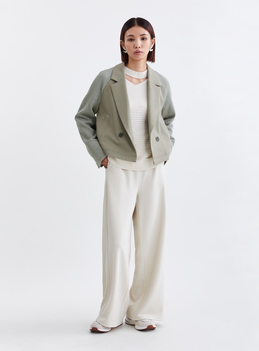 率性針織拼接西裝外套