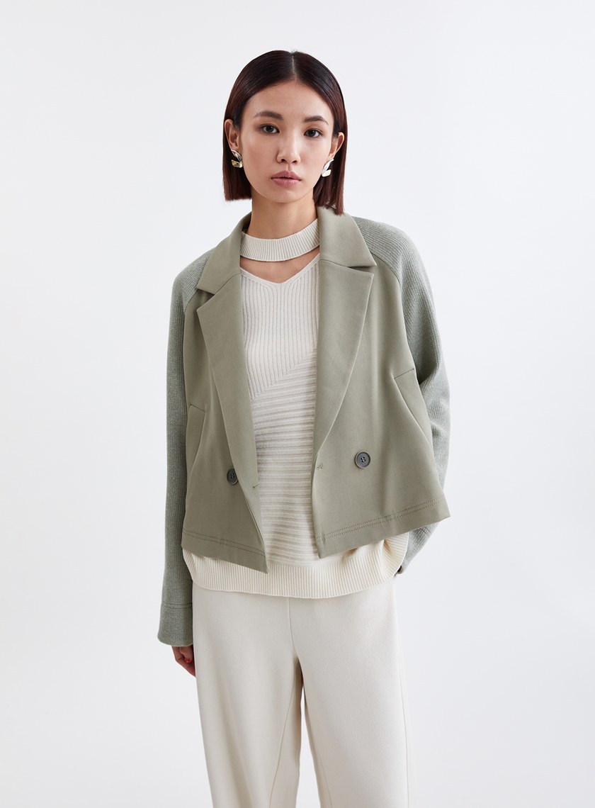 率性針織拼接西裝外套