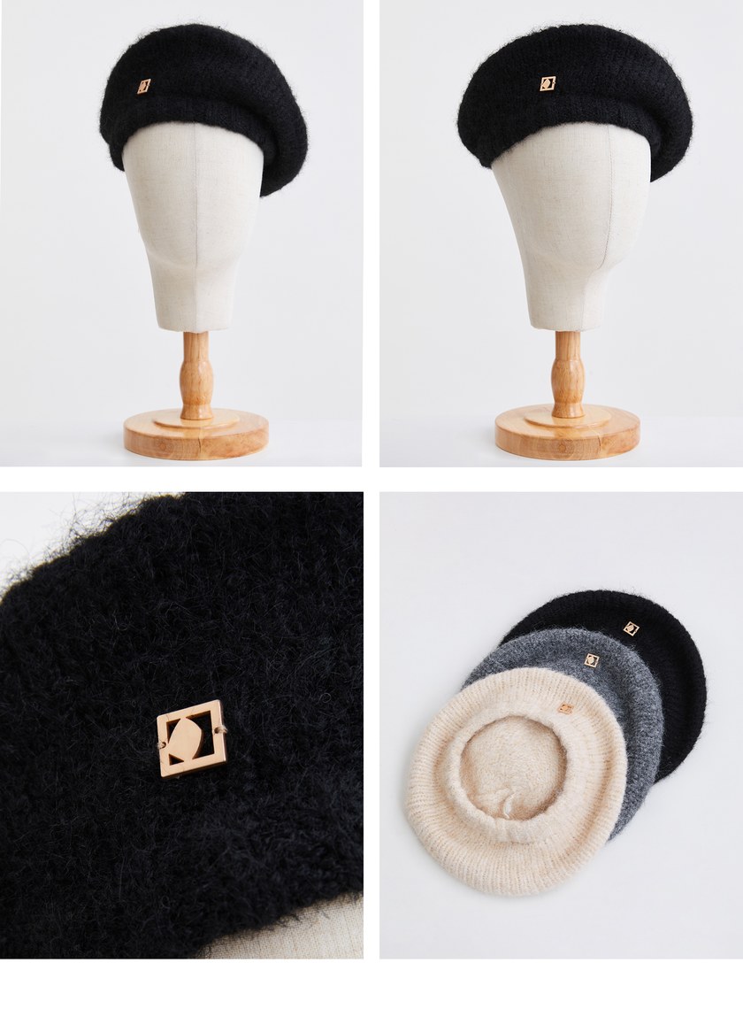 蓬鬆柔軟針織貝蕾帽