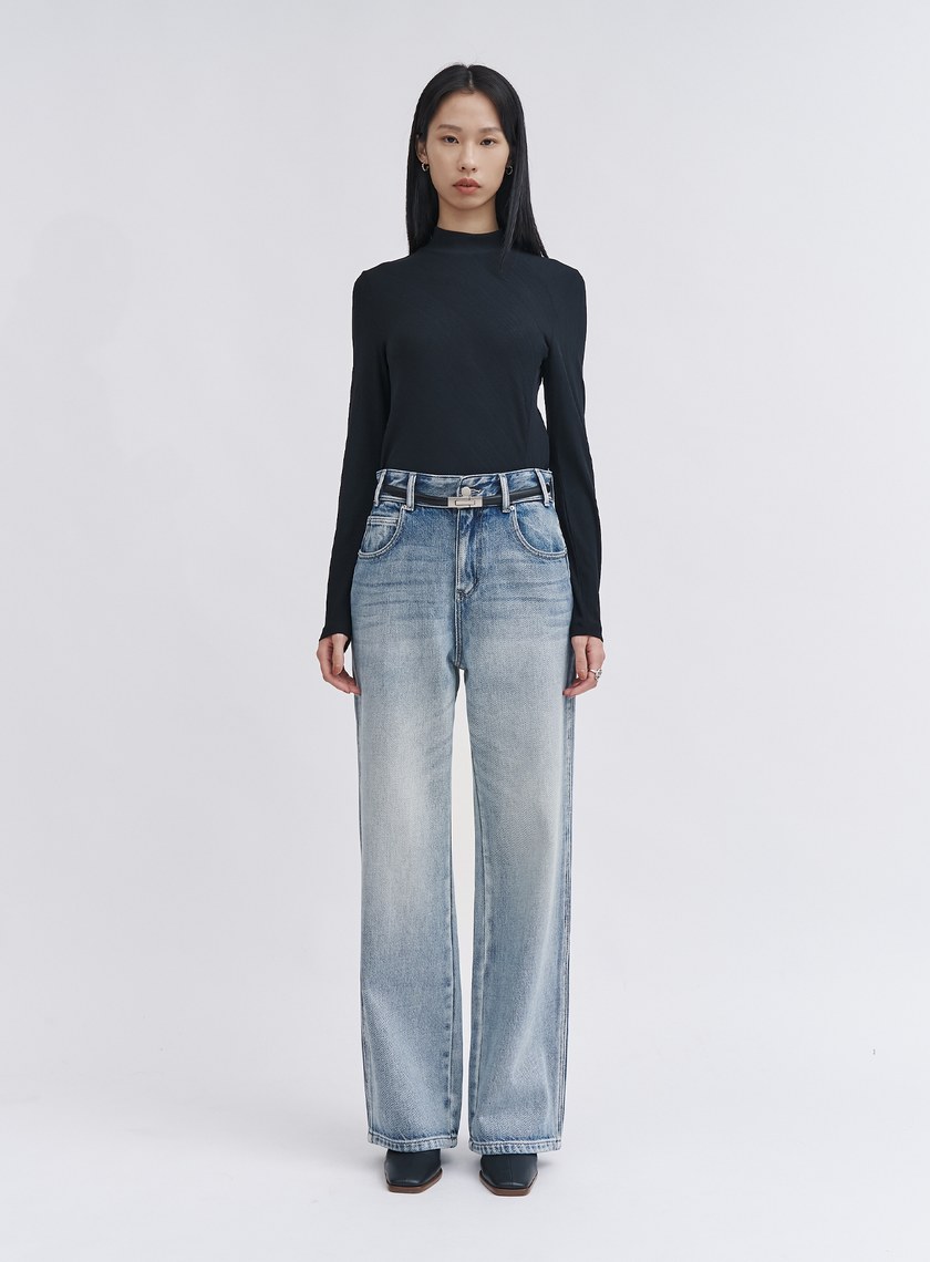 親柔小立領坑條長袖上衣