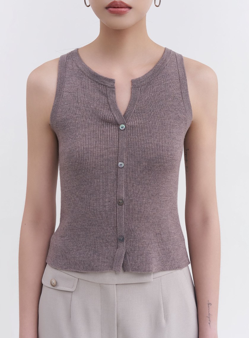 可機洗亨利領羊毛背心