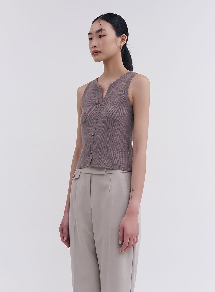 可機洗亨利領羊毛背心