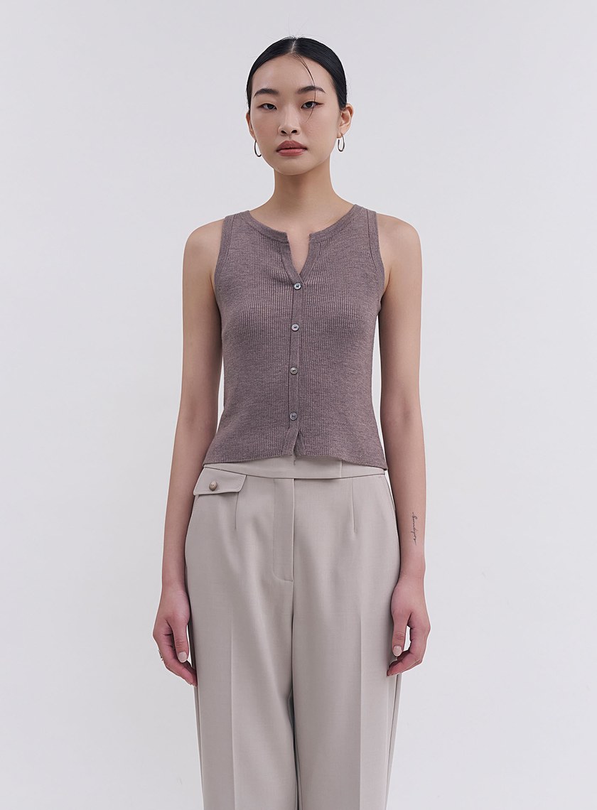 可機洗亨利領羊毛背心