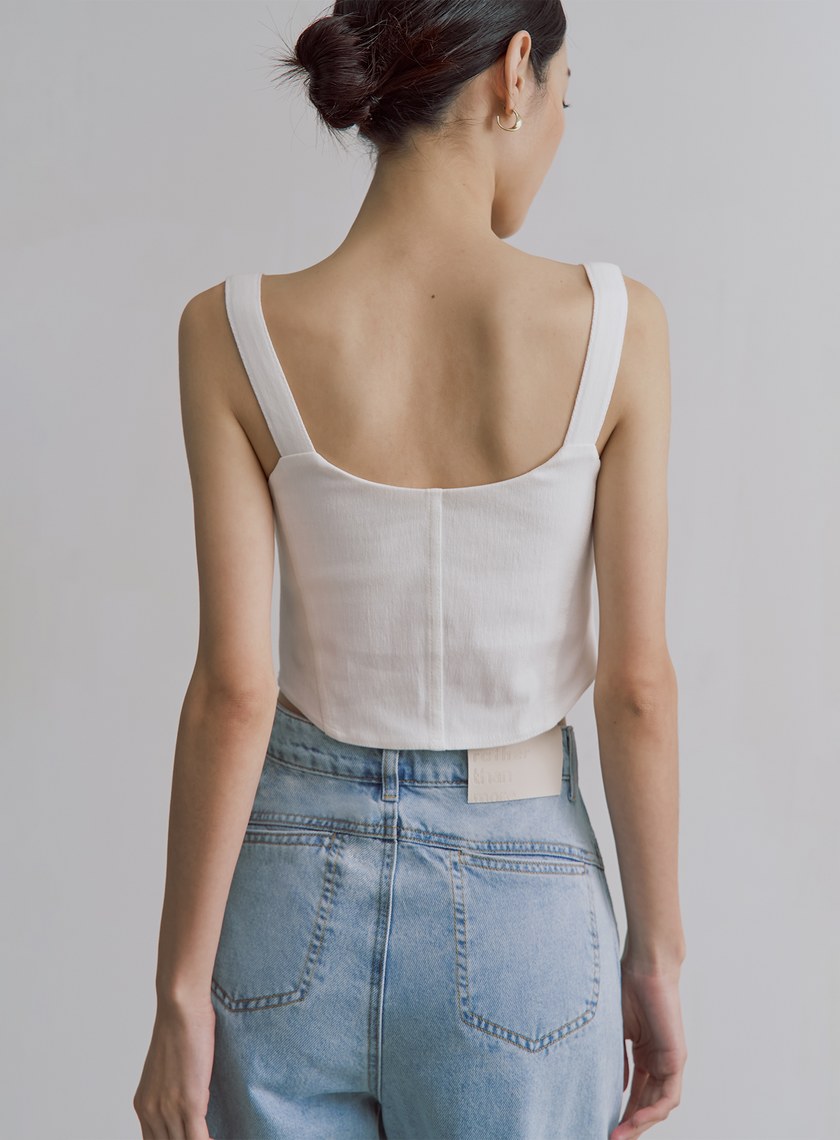 仿牛仔壓線馬甲BRA上衣