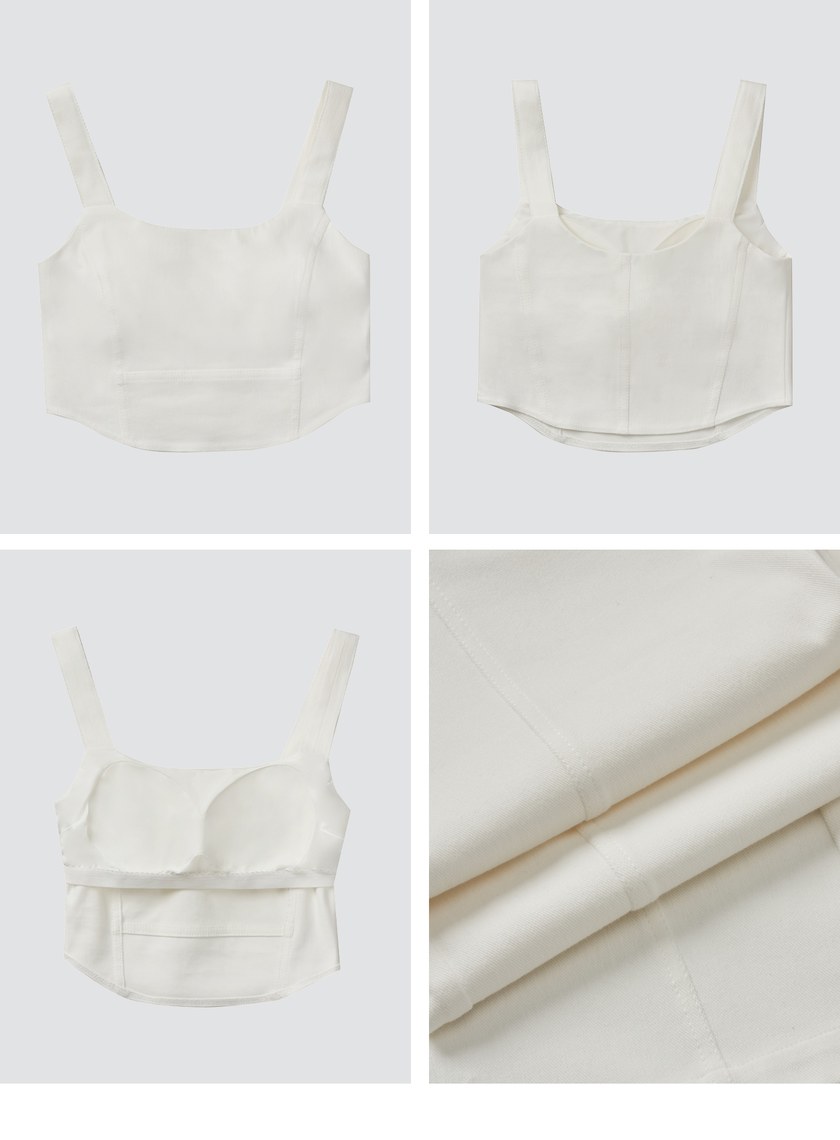 仿牛仔壓線馬甲BRA上衣