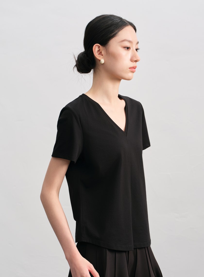 涼感印花V領T-Shirt