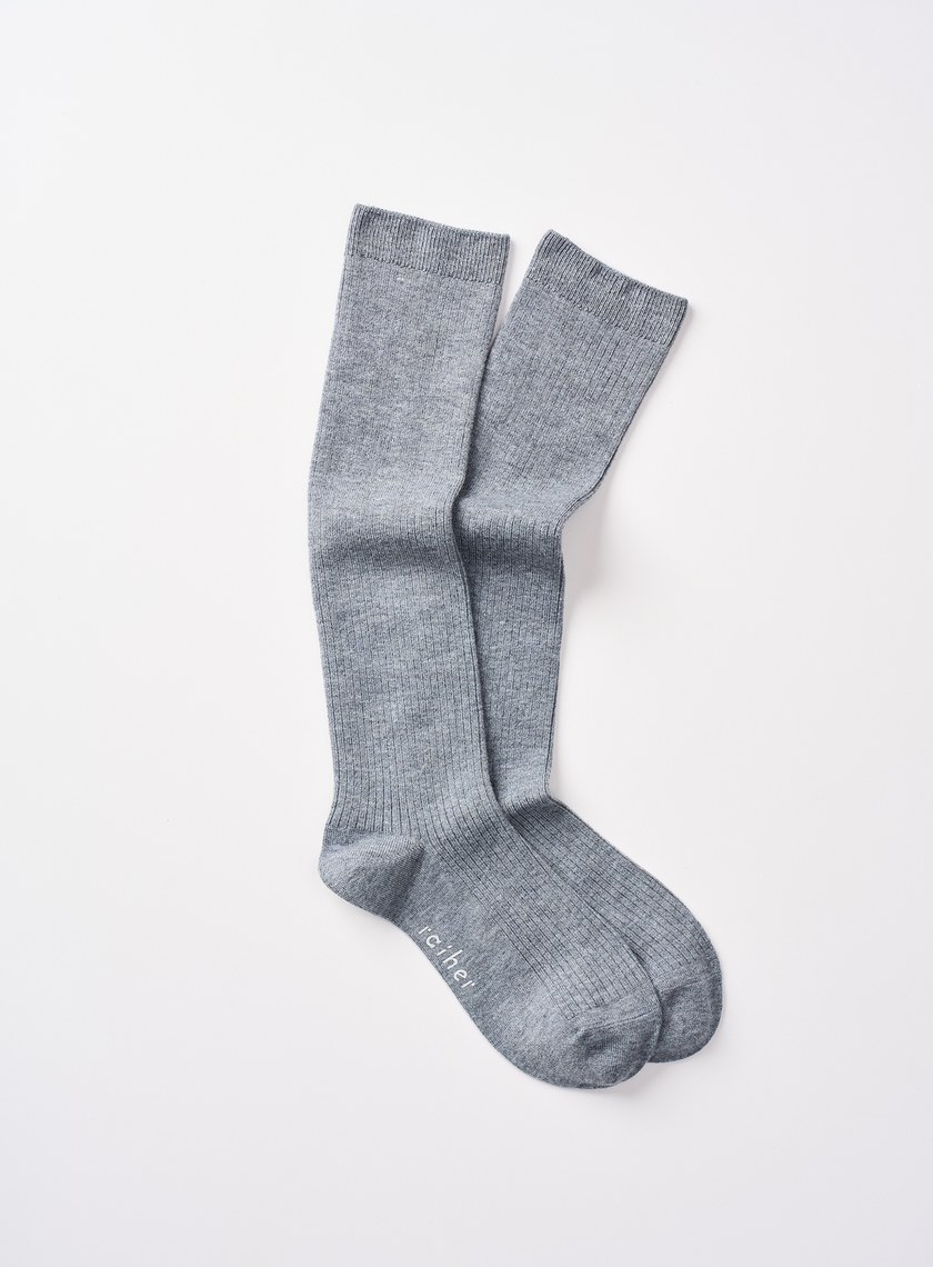 仿羊毛羅紋中筒襪