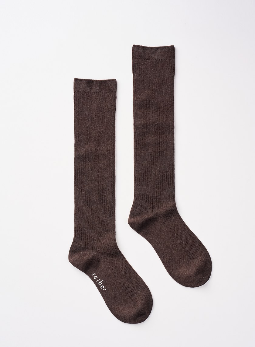 仿羊毛羅紋中筒襪