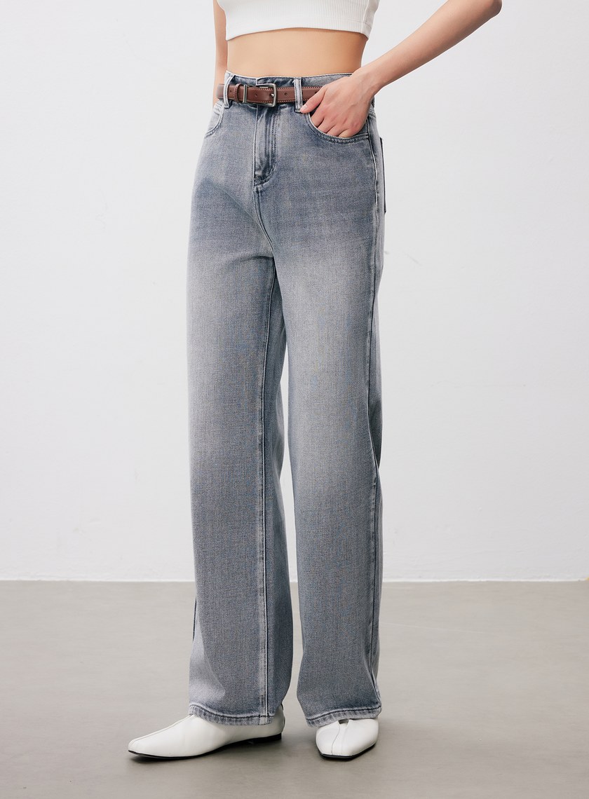 經典刷色直筒牛仔褲