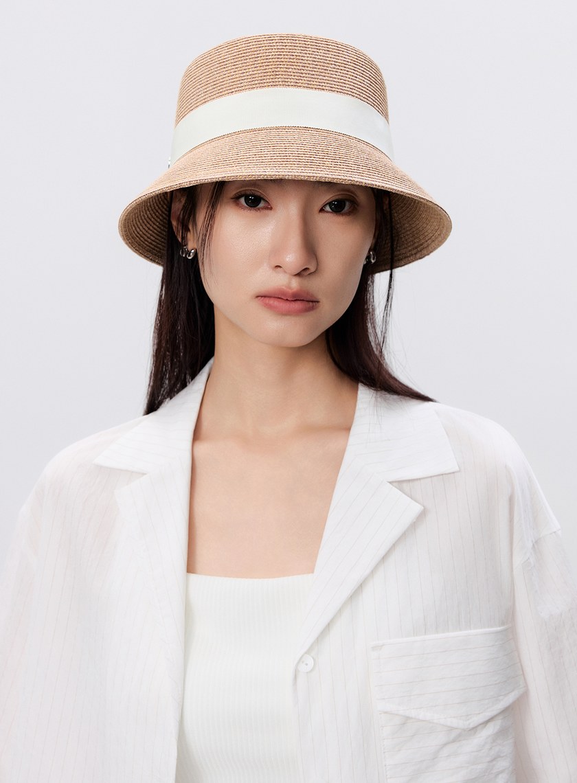 法式防曬編織漁夫帽