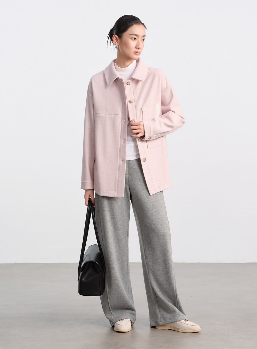 經典人字紋寬鬆休閒感襯衫