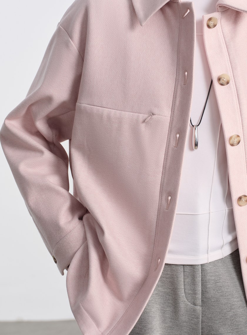 經典人字紋寬鬆休閒感襯衫