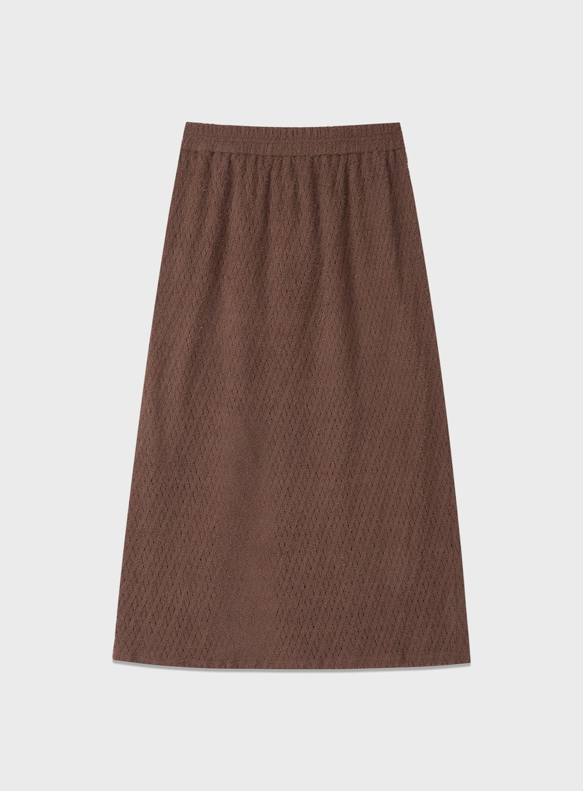 菱格紋直筒開衩半身裙