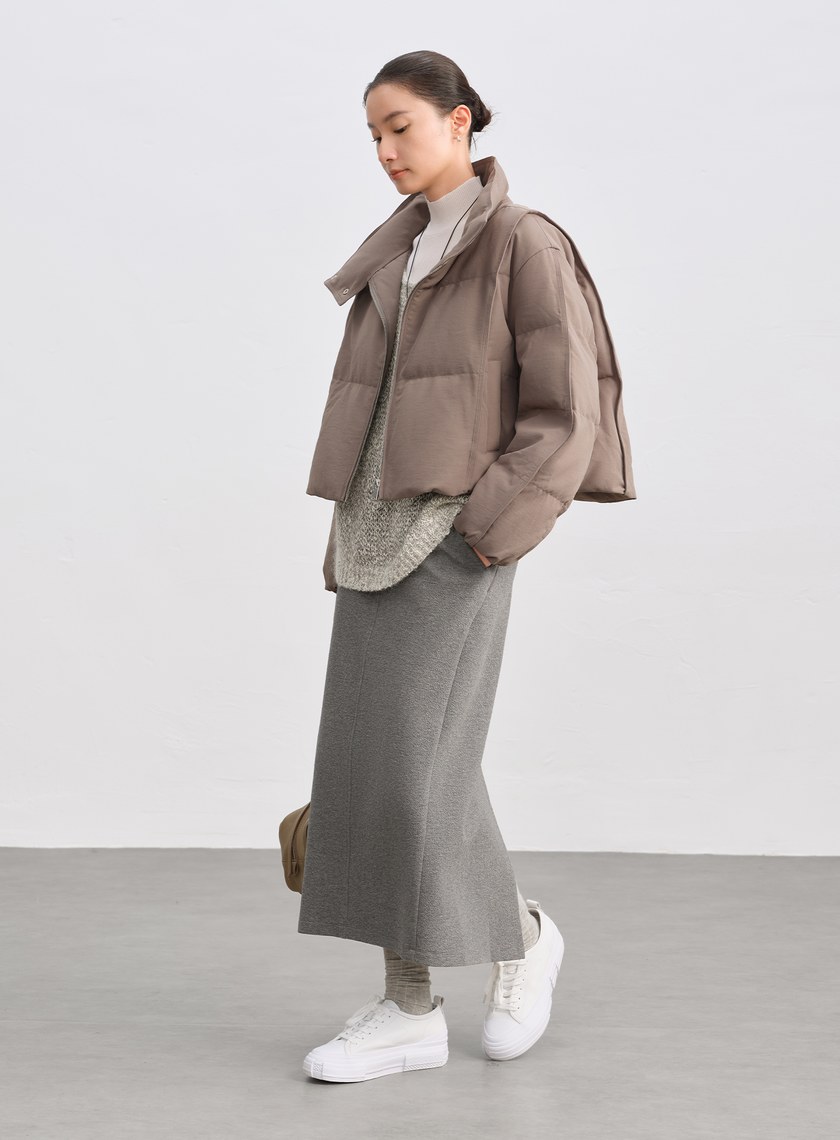 特殊紋理後開衩休閒半裙