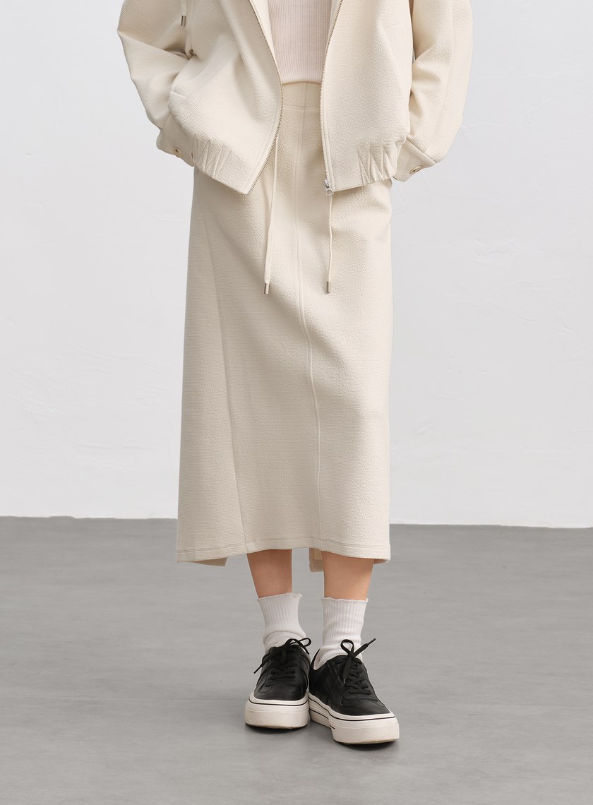 特殊紋理後開衩休閒半裙