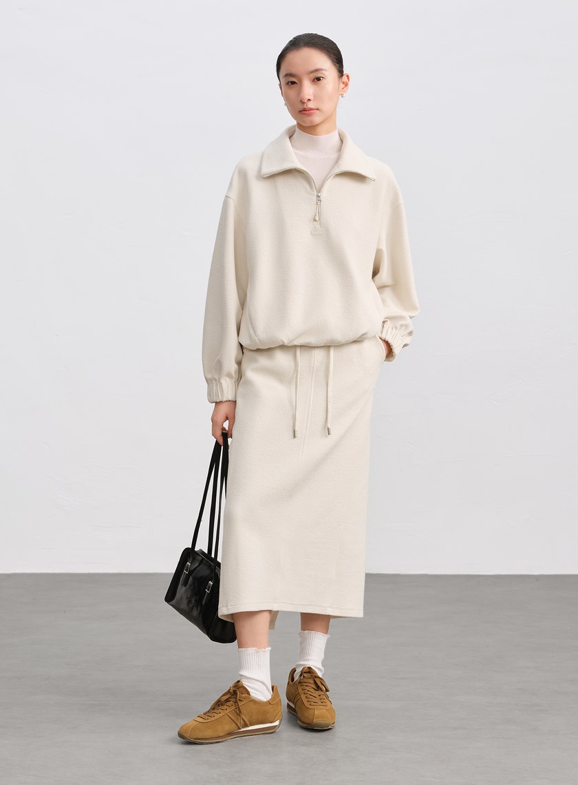 特殊紋理後開衩休閒半裙