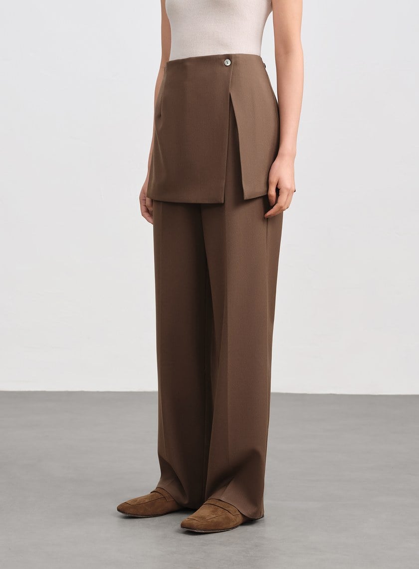 時髦兩件式片裙西裝長褲