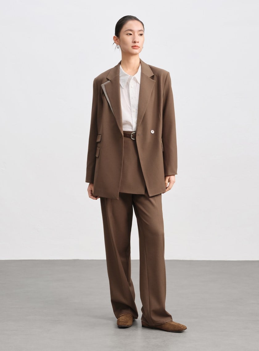 時髦兩件式片裙西裝長褲