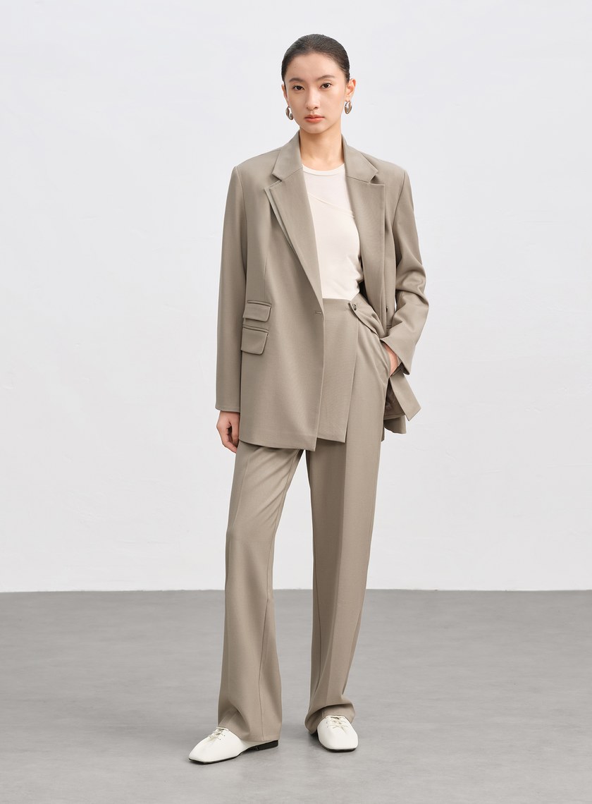 時髦兩件式片裙西裝長褲