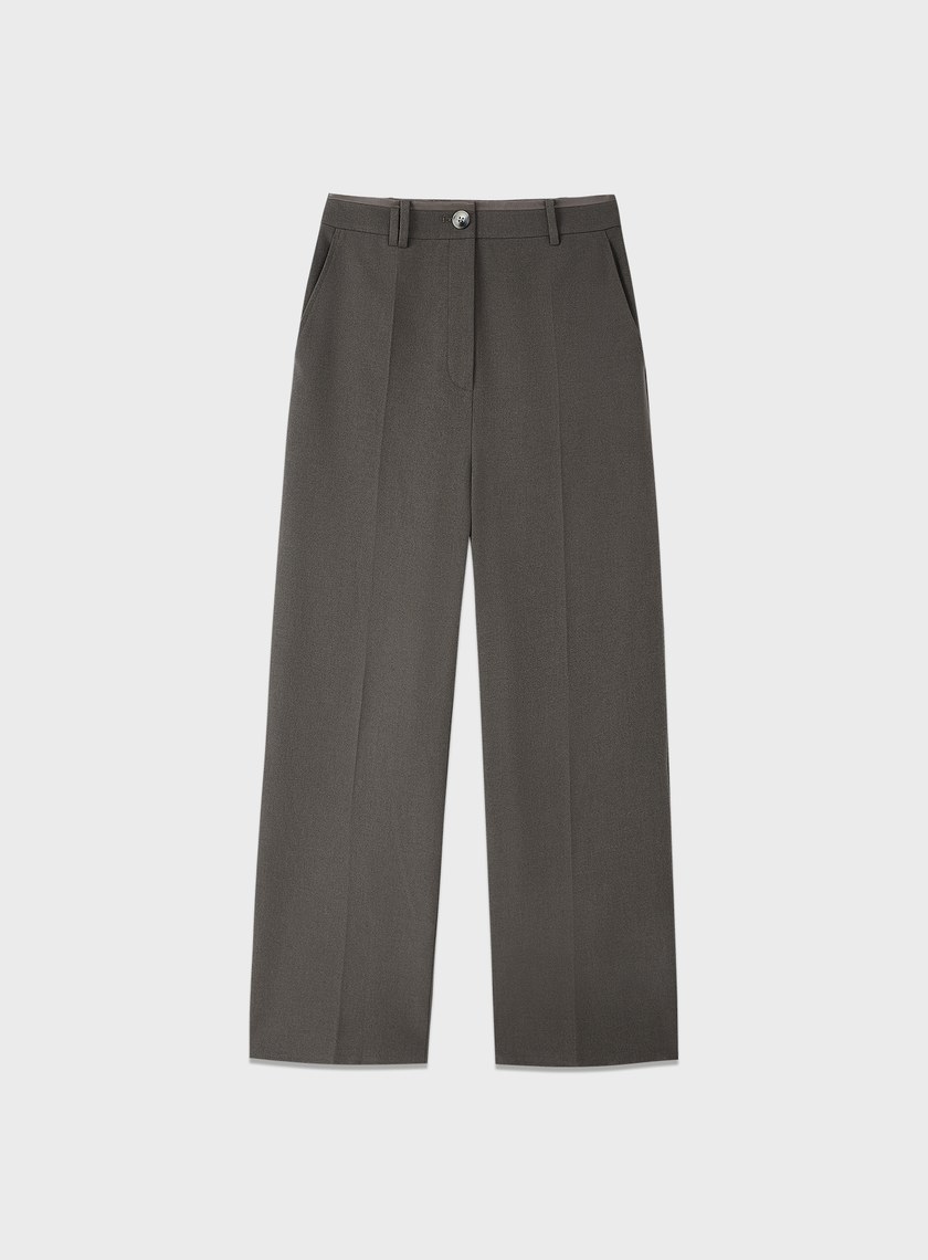 格紋拼接微磨毛直筒褲