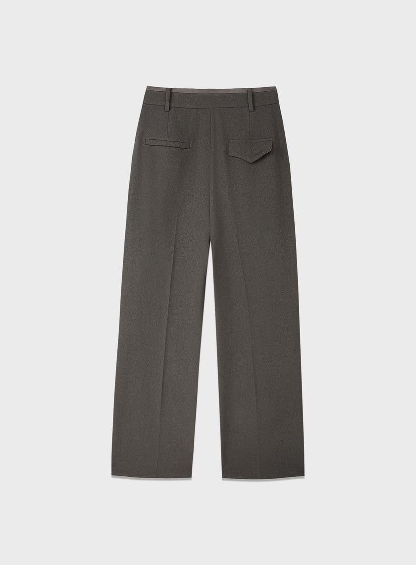 格紋拼接微磨毛直筒褲