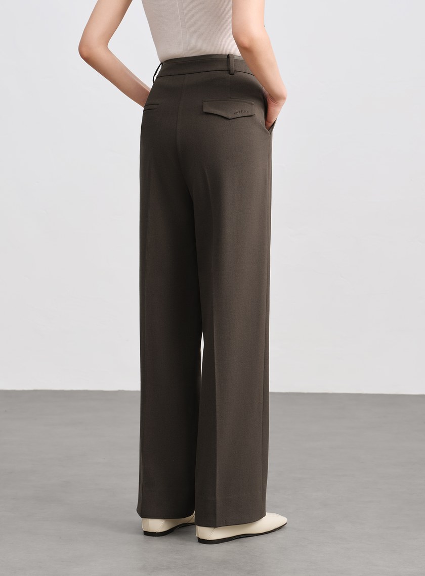 格紋拼接微磨毛直筒褲