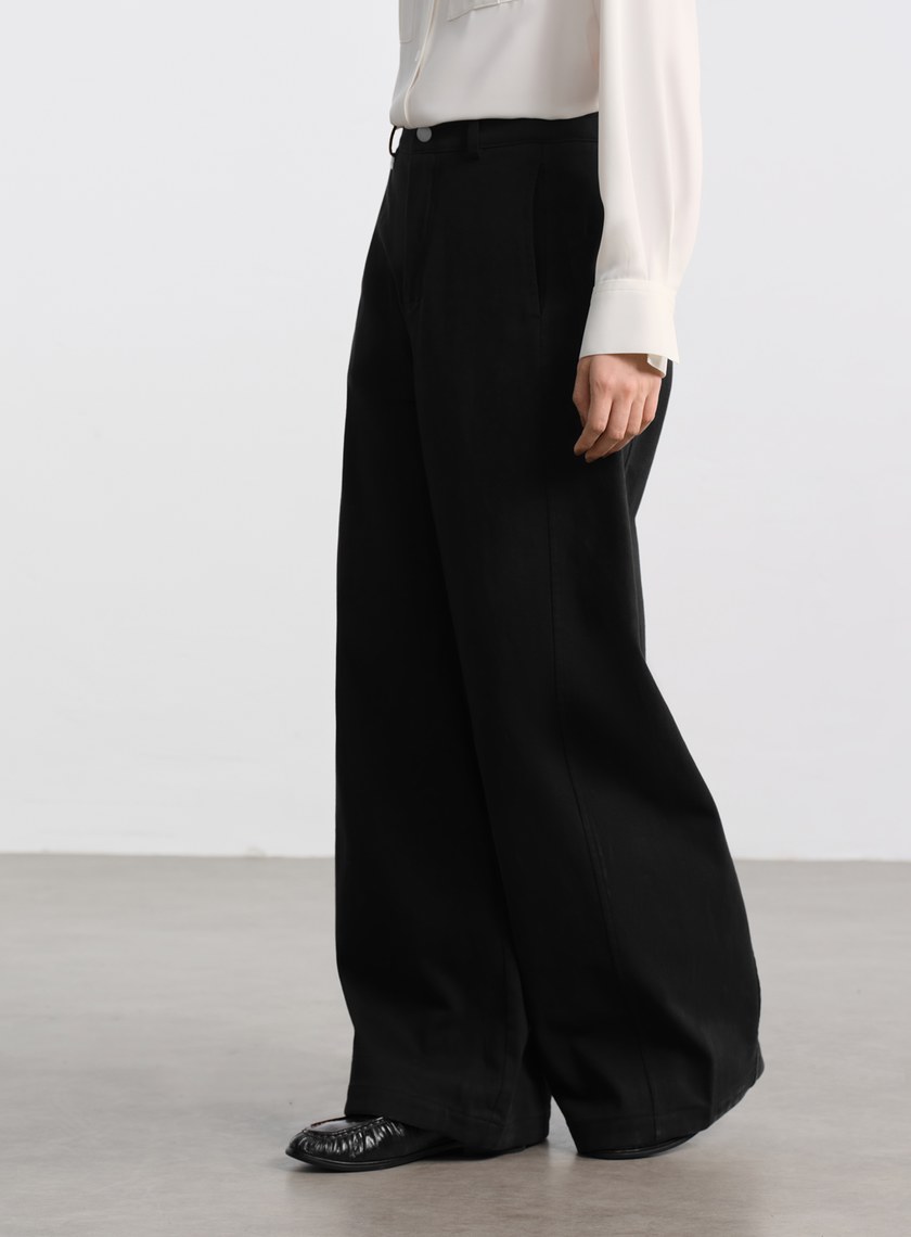 挺廓感內刷毛寬褲