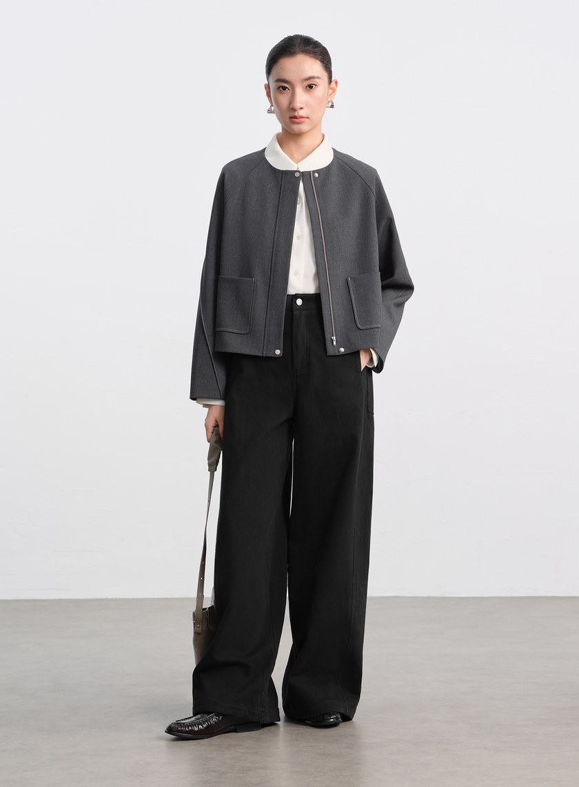 挺廓感內刷毛寬褲