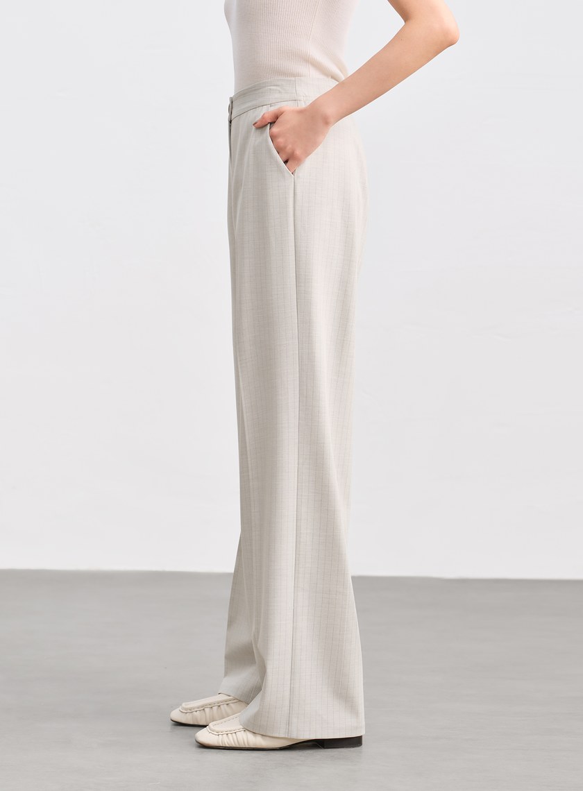 都會條紋直筒西裝褲