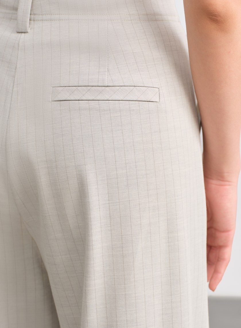 都會條紋直筒西裝褲