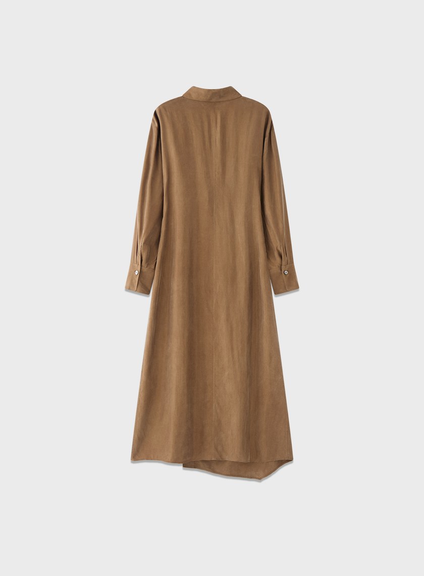 不對稱斜釦襯衫洋裝