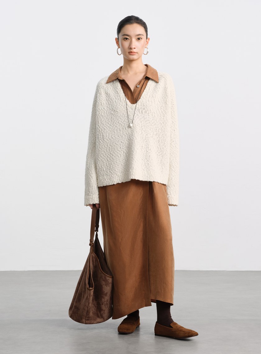 不對稱斜釦襯衫洋裝