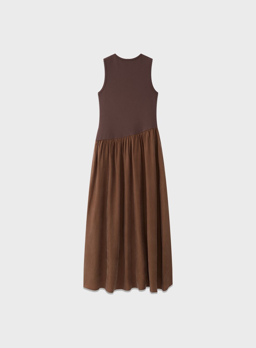 異材質拼接不對稱連身裙