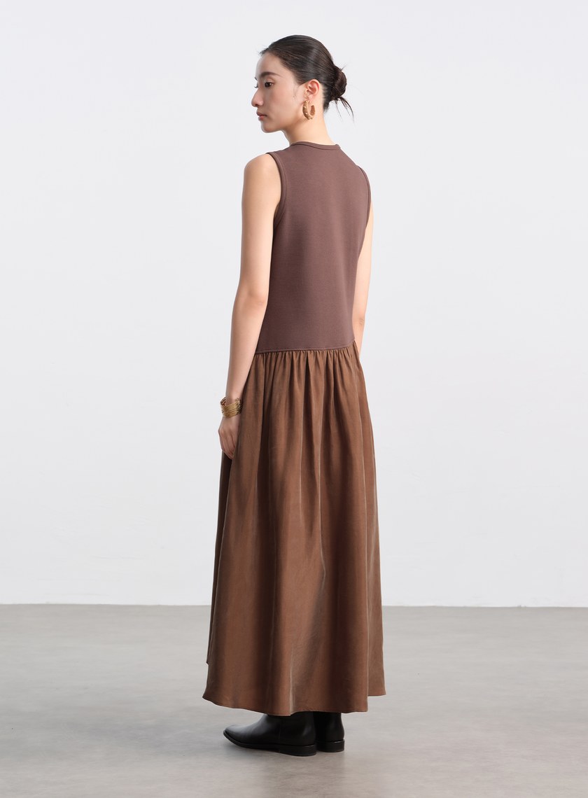 異材質拼接不對稱連身裙