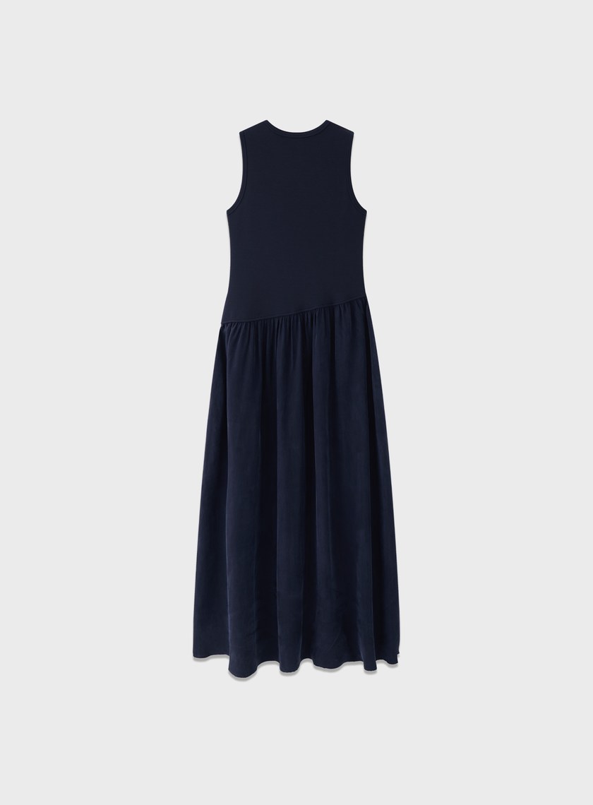 異材質拼接不對稱連身裙