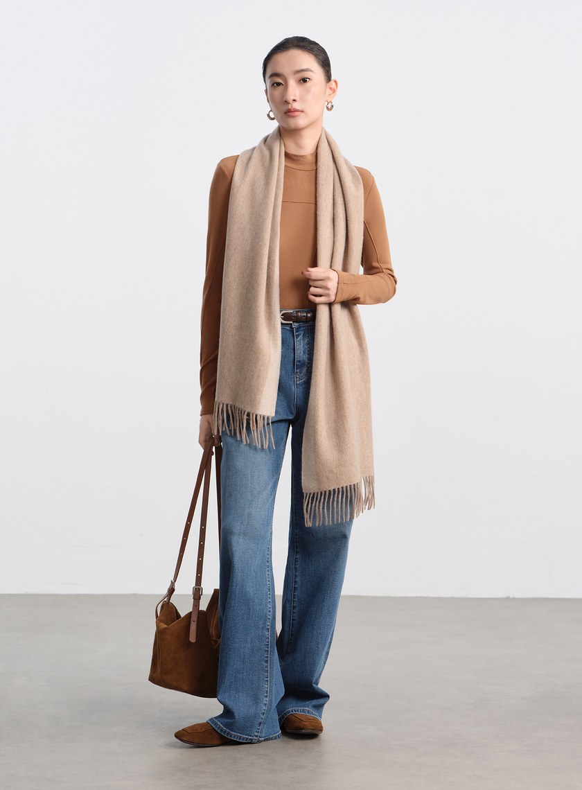 立體褶飾高領發熱上衣