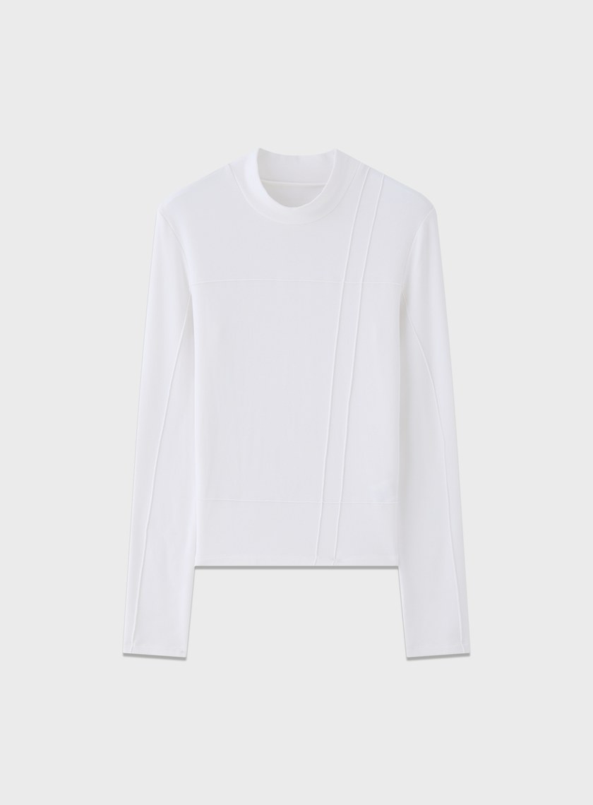 立體褶飾高領發熱上衣