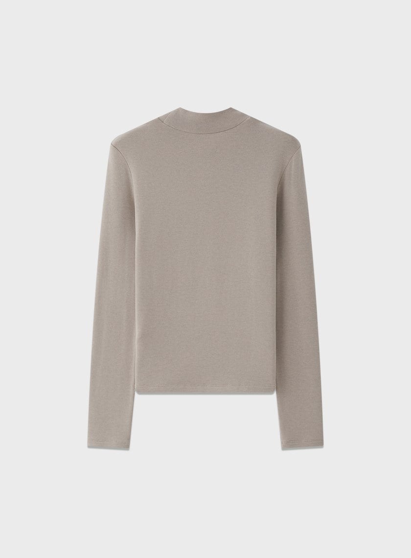 立體褶飾高領發熱上衣