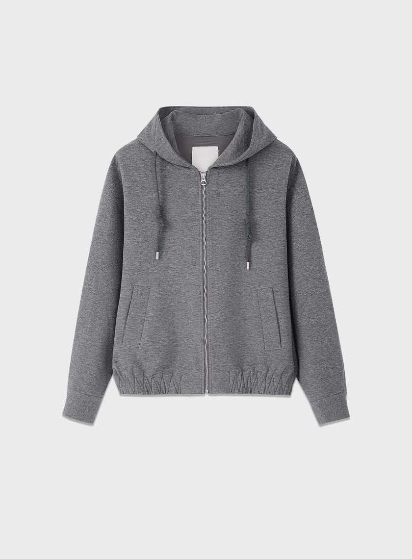 特殊紋理短版連帽開襟外套