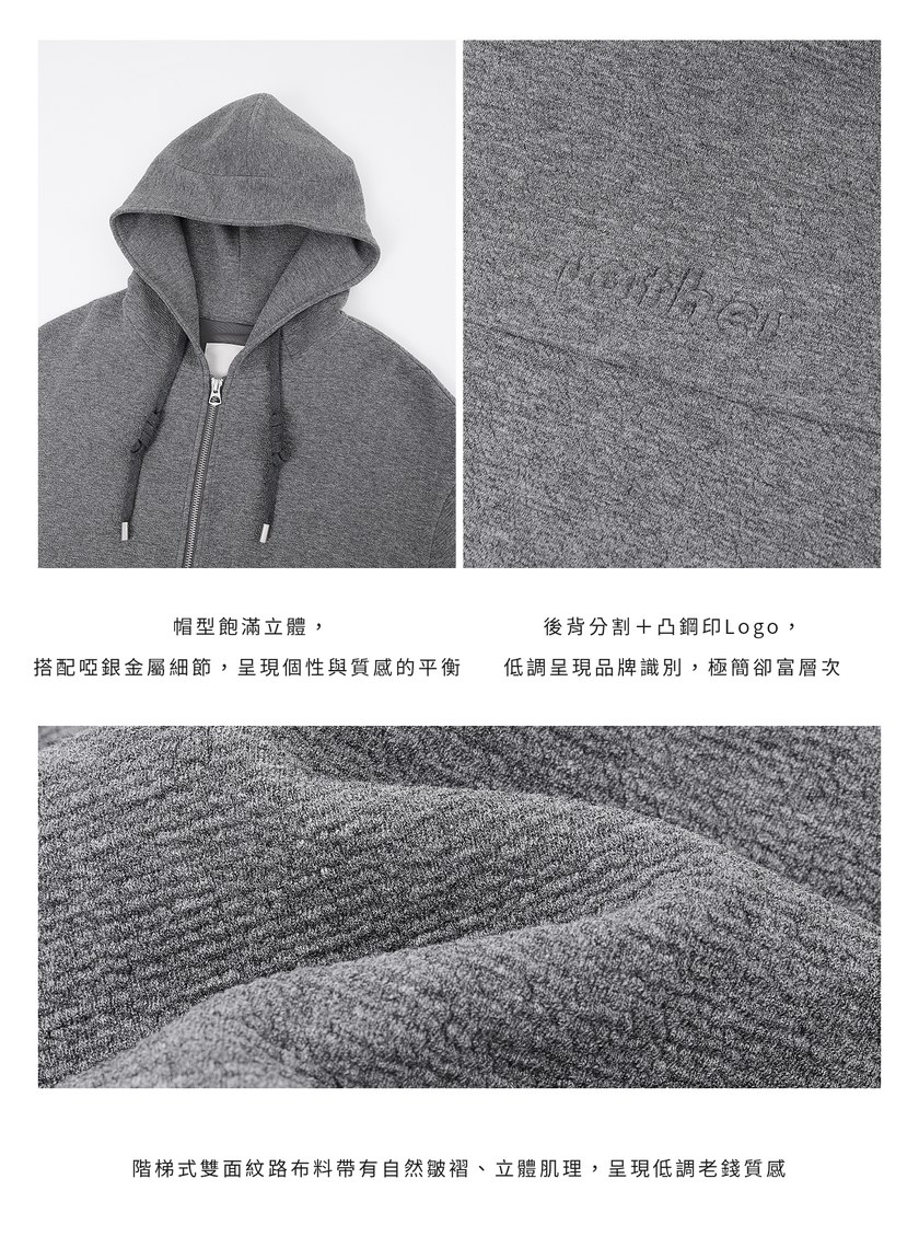 特殊紋理短版連帽開襟外套