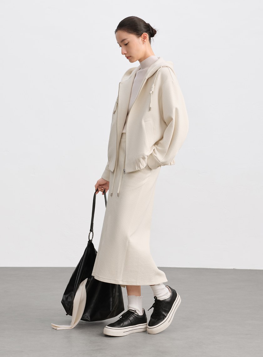 特殊紋理短版連帽開襟外套