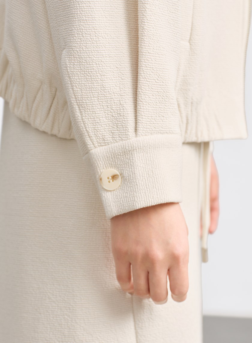 特殊紋理短版連帽開襟外套