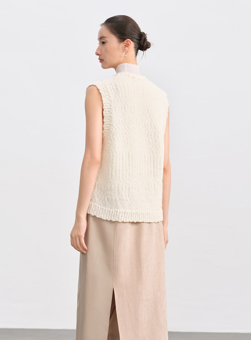 休閒肌理感V領針織背心