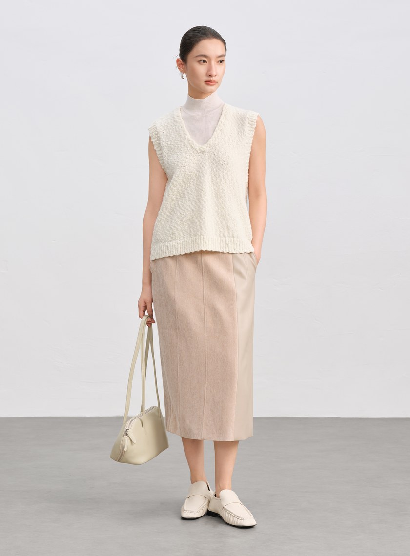 休閒肌理感V領針織背心
